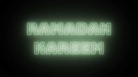 Ramadan kareem text with neon effect in black background. Seamless looping .. Stock Footage 233759362