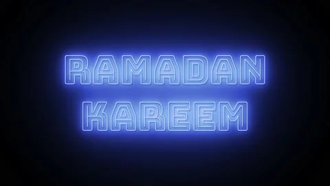 Ramadan kareem text with neon effect in black background. Seamless looping .. Stock Footage 233759406