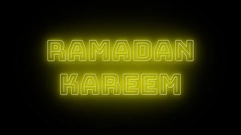 Ramadan kareem text with neon effect in black background Stock Illustration