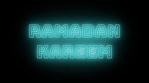 Ramadan kareem text with neon effect in black background Stock Illustration