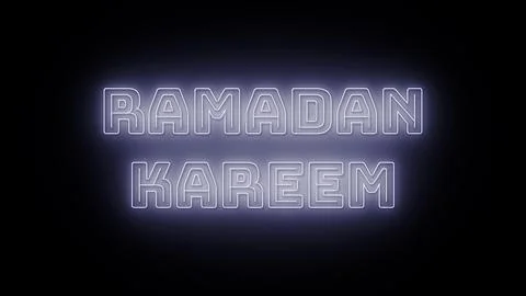 Ramadan kareem text with neon effect in black background Stock Illustration