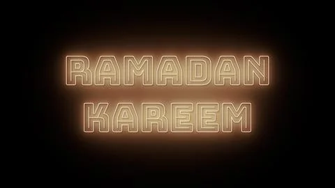 Ramadan kareem text with neon effect in black background Illustrazione stock