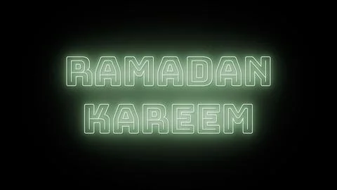 Ramadan kareem text with neon effect in black background Stock Illustration