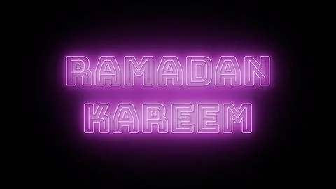 Ramadan kareem text with neon effect in black background Stock Illustration