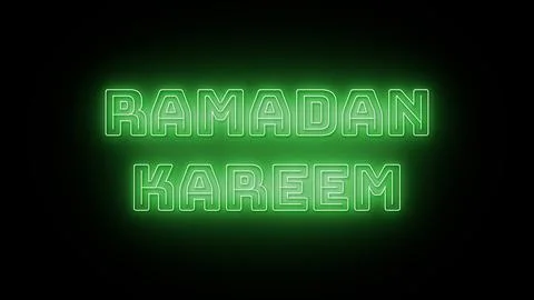 Ramadan kareem text with neon effect in black background Stock Illustration