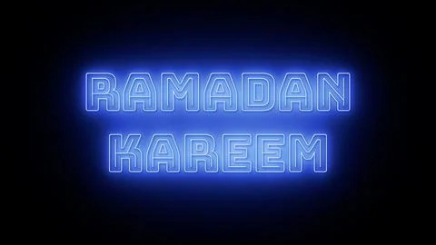Ramadan kareem text with neon effect in black background Illustrazione stock