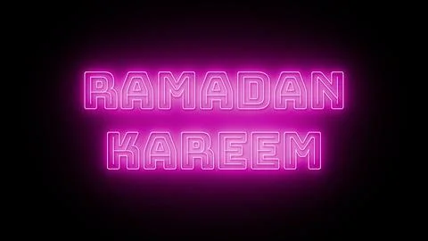 Ramadan kareem text with neon effect in black background Stock Illustration
