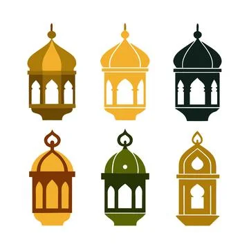 Ramadan Kareem theme design background Islamic Lantern collection set vector Stock Illustration