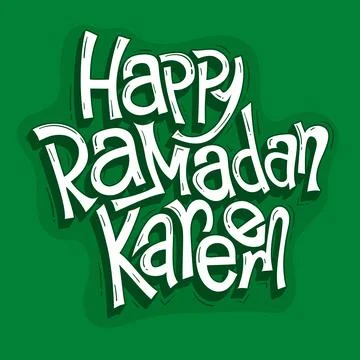 Ramadan kareem typography template design with happy ramadan kareem text in.. Stock Illustration