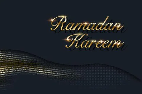 Ramadan Kareem vector background. Golden text and sparkling golden glitter on Illustrazione stock