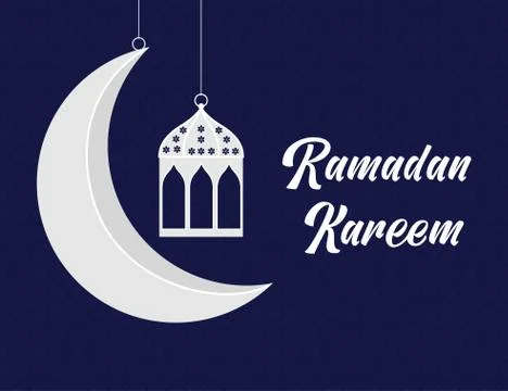 Ramadan kareem vector greetings background design with lantern or fanoos hang Illustrazione stock