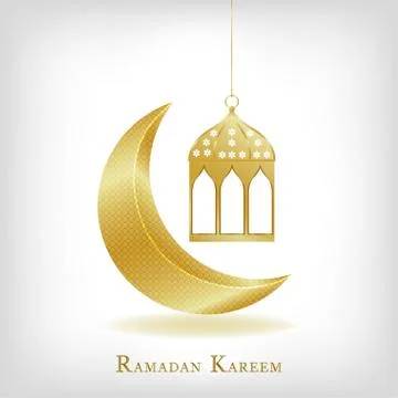 Ramadan kareem vector greetings background design with lantern or fanoos hang Stock Illustration