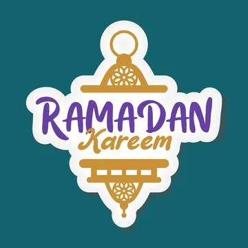 Ramadan Kareem vector Sticker with Lantern Lamp Stock Illustration