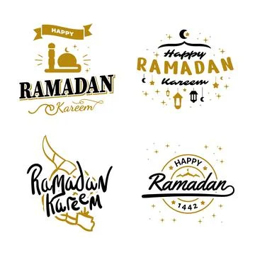 Ramadan Kareem Vector Template Collection. Happy Eid Mubarak Typography and.. Stock Illustration