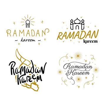 Ramadan Kareem Vector Template Collection. Happy Eid Mubarak Typography and.. Stock Illustration