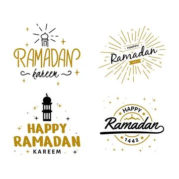Ramadan Kareem Vector Template Collection. Happy Eid Mubarak Typography and.. Stock Illustration