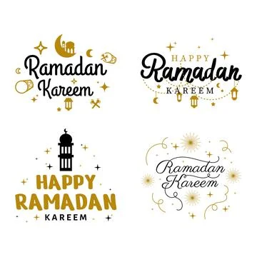 Ramadan Kareem Vector Template Collection. Happy Eid Mubarak Typography and.. Stock Illustration