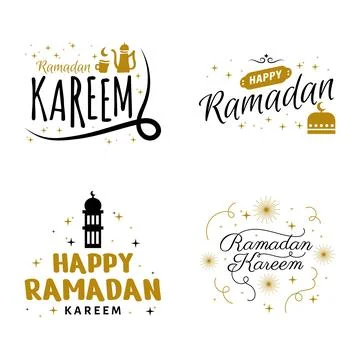 Ramadan Kareem Vector Template Collection. Happy Eid Mubarak Typography and.. Stock Illustration