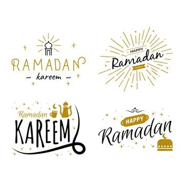 Ramadan Kareem Vector Template Collection. Happy Eid Mubarak Typography and.. Stock Illustration