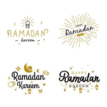 Ramadan Kareem Vector Template Collection. Happy Eid Mubarak Typography and.. Stock Illustration