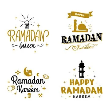 Ramadan Kareem Vector Template Collection. Happy Eid Mubarak Typography and.. Stock Illustration