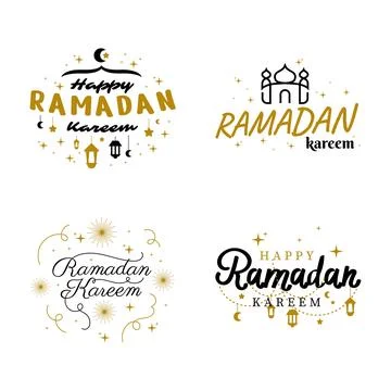 Ramadan Kareem Vector Template Collection. Happy Eid Mubarak Typography and.. Stock Illustration