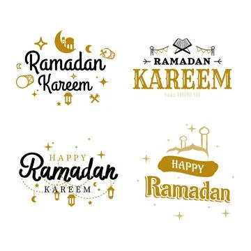 Ramadan Kareem Vector Template Collection. Happy Eid Mubarak Typography and.. Stock Illustration
