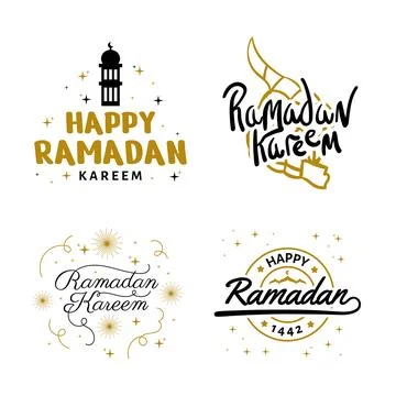 Ramadan Kareem Vector Template Collection. Happy Eid Mubarak Typography and.. Stock Illustration