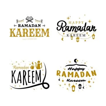 Ramadan Kareem Vector Template Collection. Happy Eid Mubarak Typography and.. Stock Illustration