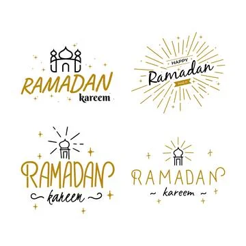 Ramadan Kareem Vector Template Collection. Happy Eid Mubarak Typography and.. Stock Illustration