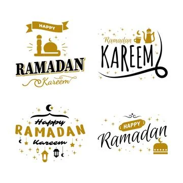 Ramadan Kareem Vector Template Collection. Happy Eid Mubarak Typography and.. Stock Illustration
