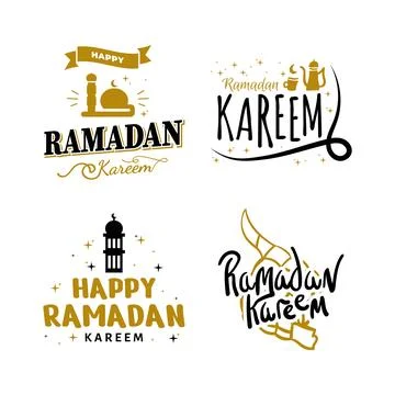 Ramadan Kareem Vector Template Collection. Happy Eid Mubarak Typography and.. Stock Illustration