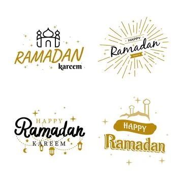 Ramadan Kareem Vector Template Collection. Happy Eid Mubarak Typography and.. Stock Illustration