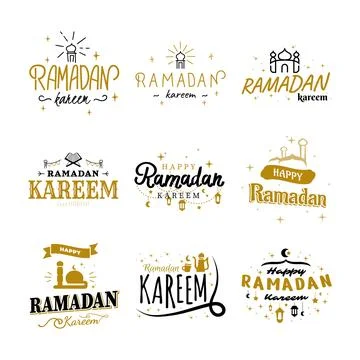 Ramadan Kareem Vector Template Collection. Happy Eid Mubarak Typography and.. Stock Illustration