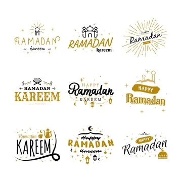 Ramadan Kareem Vector Template Collection. Happy Eid Mubarak Typography and.. Stock Illustration