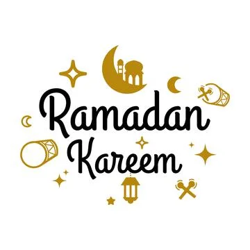 Ramadan Kareem Vector Template. Happy Eid Mubarak Typography and Eid Al Fit.. Stock Illustration