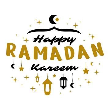 Ramadan Kareem Vector Template. Typography and Lettering Handmade with obje.. Stock Illustration