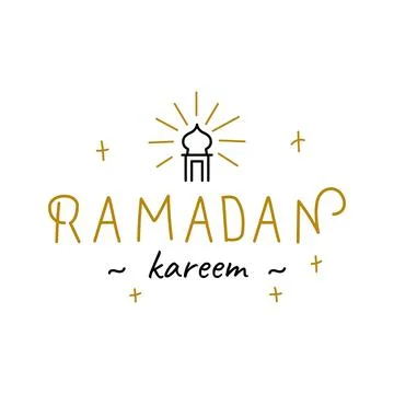 Ramadan Kareem Vector Template. Typography and Lettering Handmade with obje.. Stock Illustration
