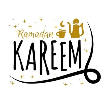 Ramadan Kareem Vector Template. Typography and Lettering Handmade with obje.. Stock Illustration