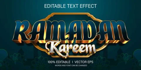 Ramadan kareem vector text effect with modern style design Stock Illustration