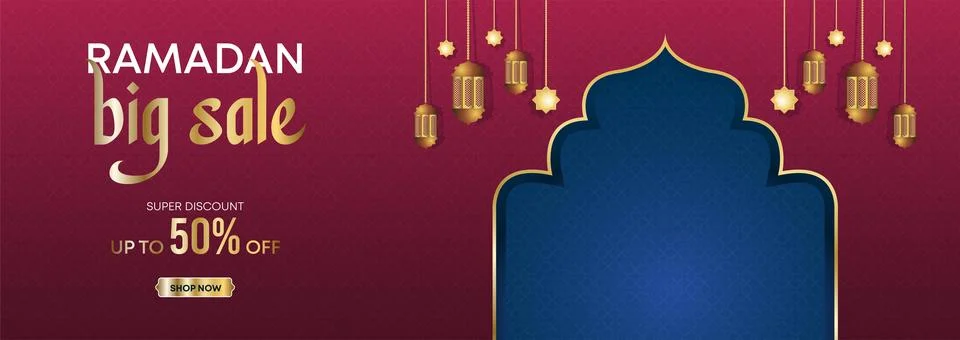Ramadan Kareem Web Background Super Sale Banner with Podium for Display Product Stock Illustration