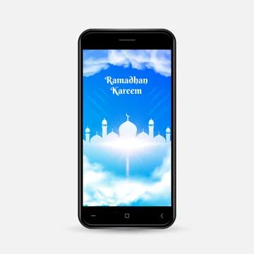 Ramadan karem design background isolated on realistic smartphone Stock Illustration