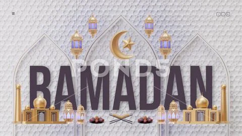 Ramadan Landing Page With 3D Rendering Illustration Composition PSD Template