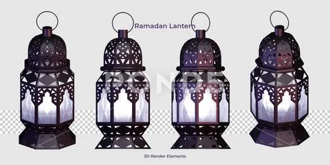 Ramadan Lantern 3D Design Elements PSD Template