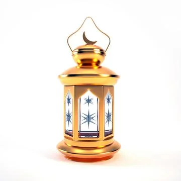 Ramadan lantern 3d isolated on white background. Arabic golden lantern, 3d Stock Illustration