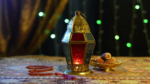 Ramadan lantern and dates Stock-Footage 33691201