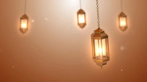 Ramadan lantern candle hanging on a background. 3d animation Vidéo 126550649