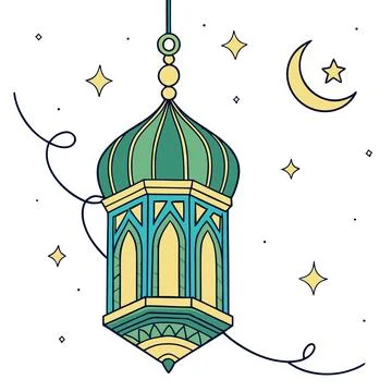 Ramadan Lantern Clean Vector on White Background - Islamic Festival Stock Illustration