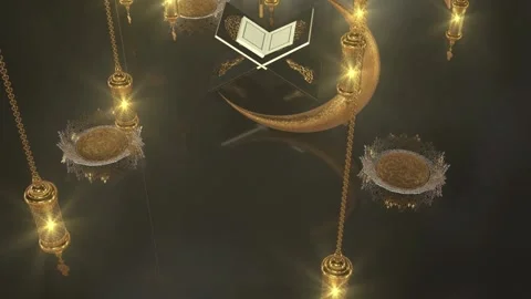 Ramadan Lantern with Crescent Moon and Star Animation for LED Screens video Vídeo Stock 334660716