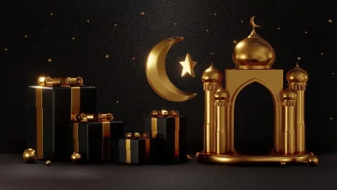 Ramadan Lantern with Crescent Moon and Star Animation for LED Screens video Vídeos de archivo 334660772